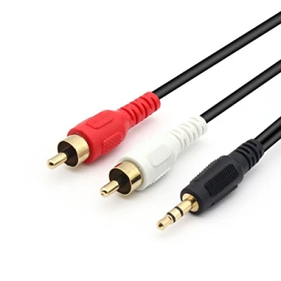 Abbildung von QiCheng&amp;LYS 3,5 mm zu RCA AV Camcorder Video Kabel, Stecker 2 x Cinch Stereo Audio Aux Kabel für MP3/PC (3,5mm 1.5m)