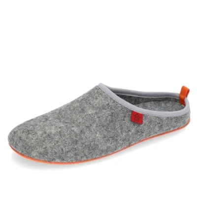 Abbildung von Andrés Machado Hausschuhe für Damen Sommer DYNAMIC Unisex Pantoffeln Wolle und Filz rutschfeste Gummisohle herausnehmbares Fußbett Grau Orange EU 37