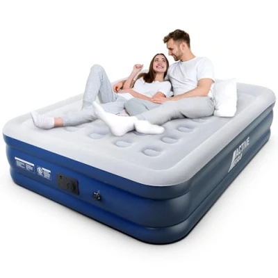 Abbildung von Active Era Premium Luftbett 2 Personen, Luftmatratze selbstaufblasend mit eingebauter elektrischer Pumpe &amp; integriertem Kissen, Aufblasbare Matratze für Camping Gästebett 203 x 152 43cm
