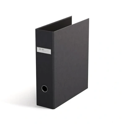 Abbildung von Bigso Box of Sweden ARCHIE Ordner mit 2 Ringen und Hebelmechanik Ringordner aus Faserplatte Papier Leinenoptik Ringbuch A4 zum Abheften von losem schwarz