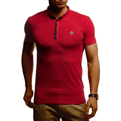 Abbildung von Leif Nelson Sommer Poloshirt Kurzarm Herren T Shirt Kragen (Rot, Größe L) Casual Männer Poloshirts lang Baumwolle Polo for Men Tshirt