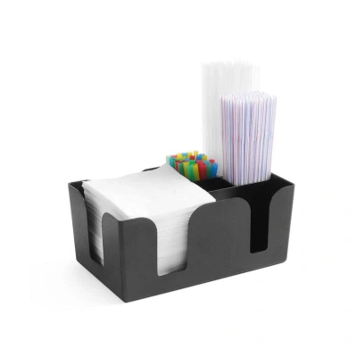 Abbildung von HENDI Barcaddy 24 x 14,5 10,5 cm 6 Fächer für Servietten 13 ABS Kunststoff schwarz