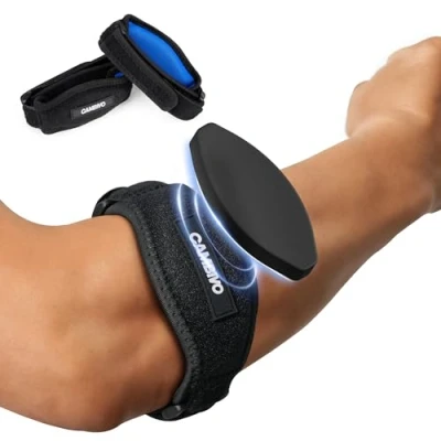Abbildung von CAMBIVO Ellenbogenbandage 2 Pack verstellbarer, Tennisarm Bandage mit EVA Pad, Ellenbogen Schmerzlinderung für &amp; Golferarm