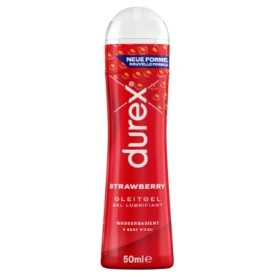 Abbildung von Durex Gleitgel Strawberry Wasserbasiertes Erdbeer Gleitmittel für angenehme Gleitfähigkeit, sanft &amp; pH freundlich 50 ml