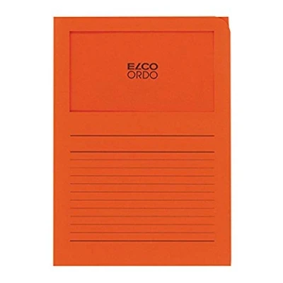 Abbildung von Elco Ordo Classico Papier Organisationsmappen 220 x 310 mm 120 g/m² mit Aufdruck und Sichtfenster 180 100 Karton à Stück orange