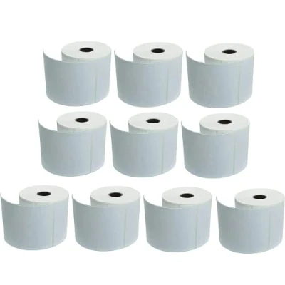 Abbildung von Double Dragon Premium Selbstklebende Thermoetiketten 100 x 150 mm (4&quot; 6&quot;) für Zebra und MUNBYN Drucker [10 Rollen 5000 Etiketten]