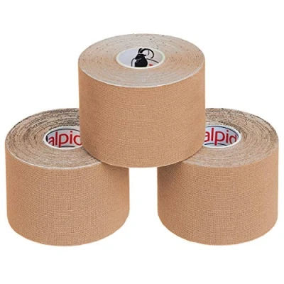 Abbildung von ALPIDEX Kinesiologie Tape 1/3/ 6/12 Rollen Viele Farben 5 m x cm Anwendungsbroschüre Elastisch Wasserfest Hautfreundlich Physio Muskel Set, Farbe:hautfarben, Menge:3