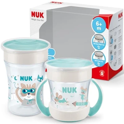 Abbildung von NUK Magic Cup &amp; Mini Trinklernbecher Duo Set auslaufsicherer 360 Trinkrand 6+ Monate auslaufsicher und BPA frei 160 ml 230 mint
