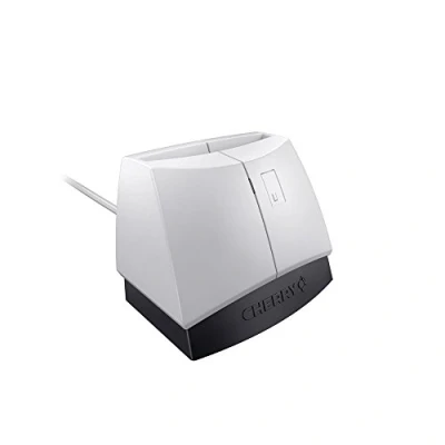 Abbildung von CHERRY Smart Terminal ST 1144, USB Smartcardterminal, Chipkarten Lesen &amp; Beschreiben, Zugriffskontrolle, Netzwerk Logon, Transaktionen, Einhändig, Weiß Schwarz