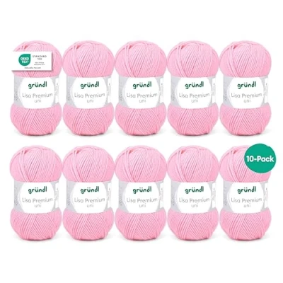 Abbildung von Gründl Lisa Premium Uni Strick &amp; Häkelgarn (weicher und wollartiger Charakter, pflegeleichtes waschbares Strickgarn aus 100% Polyacryl, 50 g/ 133 m, Nadelstärke: 3,5 4,5, 10 Knäuel á g), Schwarz