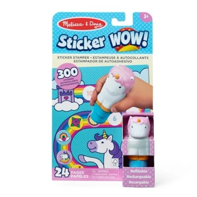 Abbildung von Melissa &amp; Doug WOW Einhorn Sticker Stempel Set mit 300 Stickern, Aufkleberstempel Aktivitätenblock