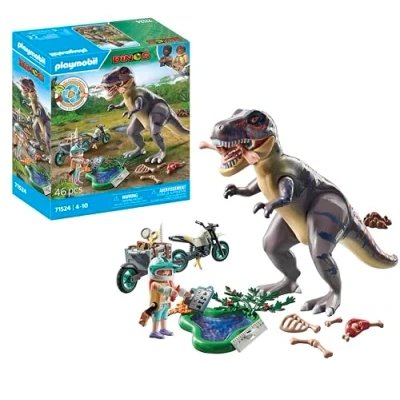 Abbildung von PLAYMOBIL Dinos 71524 T Rex Spurensuche, aufregende Suche nach dem Tyrannosaurus Rex, mit Motorrad, Kamera und echten Dino Knochen, nachhaltiges Spielzeug für Kinder ab 4 Jahren