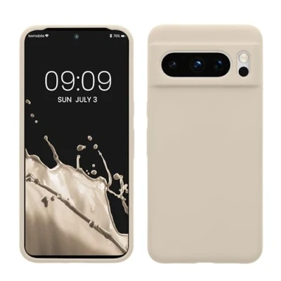 Abbildung von kwmobile Hülle kompatibel mit Google Pixel 8 Pro Silikon Handy Case Handyhülle weiche Oberfläche kabelloses Laden Creme