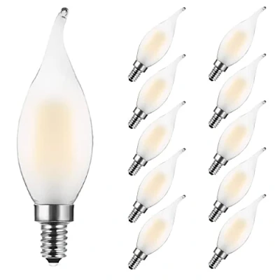 Abbildung von MZYOYO E14 Kerze LED Kerzenbirnen Lampe, 4W Classic Kerzenform Filament,ersetzt 35 Watt, 2700K Warmweiß Filament Fadenlampe,nicht dimmbar, Matt,10 Stück