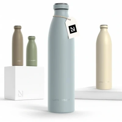 Abbildung von LARS NYSØM Edelstahl Trinkflasche 350ml, 500ml, 750ml, 1L, 1 5 liter Thermosflasche Kohlensäure geeignet Auslaufsichere Wasserflasche für Sport, Outdoor, Schule (Sky Blue, 1000ml)