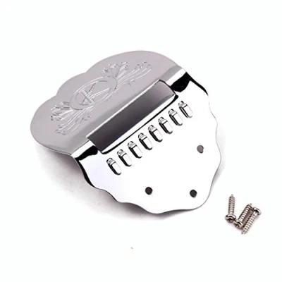 Abbildung von Alnicov K Word überbackene Metall Mandolinen Saitenhalterteile für 8 saitige Mandoline (Silber)