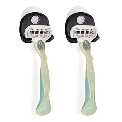 Abbildung von kwmobile 2x Saugnapf Halterung für Rasierer Glas und Fliesen Nassrasierer Halter Set Wand Haken in Schwarz