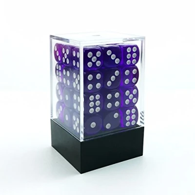 Abbildung von Bescon Würfel w6 12mm 36er Brick Box, Six Sided Die (36) Block of Dice, Durchsichtige Lila m/Weiße