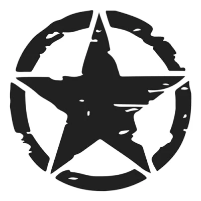 Abbildung von Finest Folia 2er Set Autoaufkleber Army Stern Sticker Folie für Auto Motorrad Anhänger Aufkleber US Star Motiv 3 selbstklebend wetterfest Kfz Zubehör (Schwarz Matt, 20cm K169)
