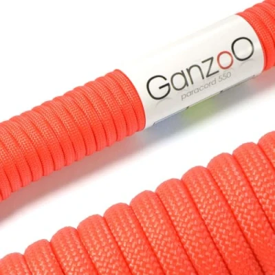 Abbildung von Ganzoo Paracord 550 Seil Signal Orange 4mm Schnur Typ 3, Nylon &amp; Polyester, ideal für Basteln von Hundeleine Halsband Armband/Camping Survival und Outdoor 3 Meter Allzweckseil 7 Innenstränge