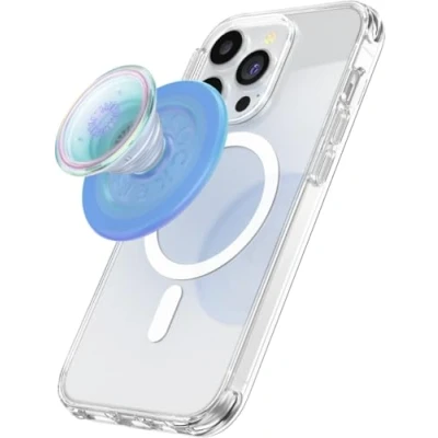 Abbildung von PopSockets Phone Grip for MagSafe with Kickstand, Magnetic Stand, Swappable Top, Secure Hold iPhone Cases, &amp; Tablet Blue Opalescent