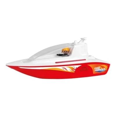 Abbildung von Lena BOAZZ Feuerwehrboot 36 cm, Spielzeugboot Indoor und Outdoor geeignet, für Kinder ab 2 Jahren, Kabine zum öffnen, Zwei Sitzplätze Plus Spielfigur, Rot