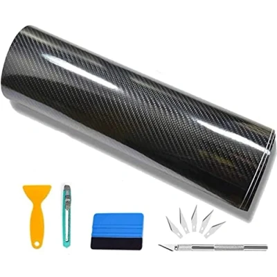 Abbildung von CompraFun Carbon Folie, 6D Selbstklebend Autofolie aus Vinyl, Auto Schutz Folie (6D Black 300 * 30cm)