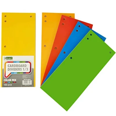 Abbildung von D.RECT 100er Pack Karton Trennstreifen. 11x24cm Trennlaschen Trennblätter Ordner Register 160g/m² ,4 Farben: 25 Stück je Farbe , 009783