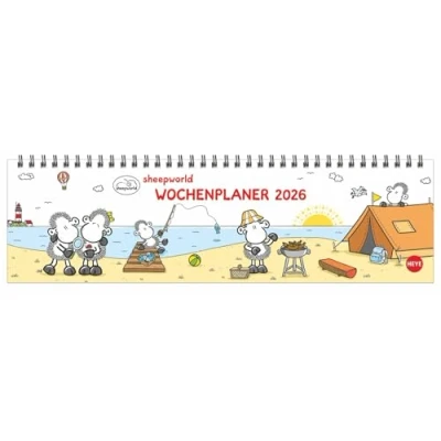 Abbildung von sheepworld Wochenquerplaner 2026: Praktischer Tischquerkalender mit Spiralbindung und niedlichen Schaf Cartoons. Liebevoll illustrierter Tisch Kalender. (Tisch Querplaner Heye)