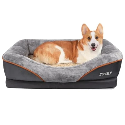 Abbildung von JOYELF Mittel Hundebett Orthopädisches Memory Foam &amp; Hundesofa mit abnehmbarem waschbarem Bezug und Quietschspielzeug als Geschenk