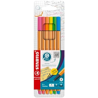 Abbildung von Fineliner STABILO point 88 6er Pack Neonfarben
