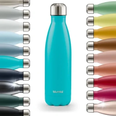 Abbildung von Blumtal® Trinkflasche Edelstahl Charles Thermosflasche 500 ml BPA freie Thermo kalt&amp;warm auslaufsichere Metall Thermos Petrol