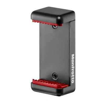 Abbildung von Manfrotto MCLAMP, universelle Smartphone Halterung mit Gewindeanschlüssen, für iPhones, oder ohne Hülle, zusammenklappbar, kompakte Größe, geeignet Vlogging, Schwarz
