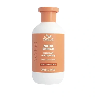 Abbildung von Wella Professionals Invigo Nutri Enrich Feuchtigkeitsshampoo tiefenwirksam pflegende Haarwäsche für strapaziertes Haar glättendes, intensiv nährendes Shampoo 300 ml