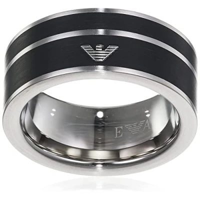 Abbildung von Emporio Armani Herren Ring EGS2032040, Silber/Schwarz, 65 DE