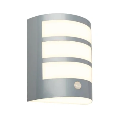Abbildung von BRILONER LED Wandleuchte ohne Stromanschluss mit Bewegungsmelder, Dämmerungssensor, 20 sek. Timer, Wandlampe Akku, Wandbeleuchtung außen, Außenleuchte, 18x15x7 cm, Chrom Matt