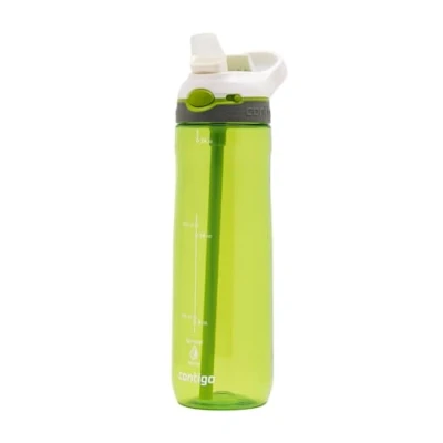 Abbildung von Contigo Ashland Autospout Trinkflasche mit Strohhalm 720ml große BPA freie Kunststoff Wasserflasche auslaufsicher ideal für Schule, Arbeit, Sport, Fahrrad, Wandern, Citron