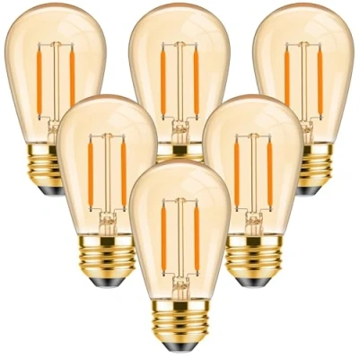 Abbildung von Century Light 6 Stück S14 E27 Led Warmweiss Vintage Lampe 1W Edison Glühbirne Ersetzt 10 Watt Glühlampen, Getönter Glasbeschichtung Leuchtmittel, 2200K Warimweß Glühlampe, CRI&gt;90, nicht Dimmbar Birnen