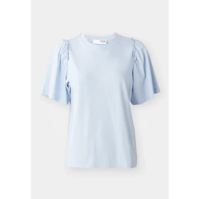 Abbildung von Selected Femme Slfpenelope Ruffle TEE Tshirt print, Damen, Größe: 34, Cashmere blue