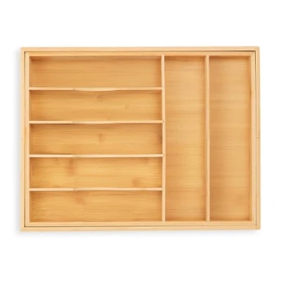 Abbildung von Relaxdays Besteckkasten für Schubladen, ausziehbar, 7 9 Fächer, HBT: 5 x 34 50,5 44,5 cm, Besteckeinsatz Bambus, Natur, 1 Stück