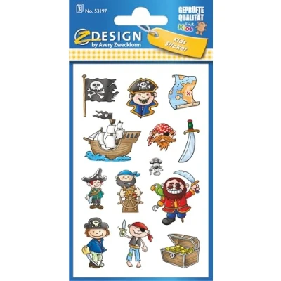 Abbildung von AVERY Zweckform 53197 Kinder Papier Sticker Piraten 39 Aufkleber (für Jungen, Mitgebsel, Gastgeschenk, Kindergeburtstag, Schatzsuche, Belohnung, zum Spielen, Sammeln, Basteln, Verschenken)