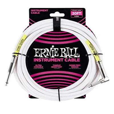 Abbildung von Ernie Ball Instrumentenkabel, gerade/gewinkelt, 6,1 m, Weiß