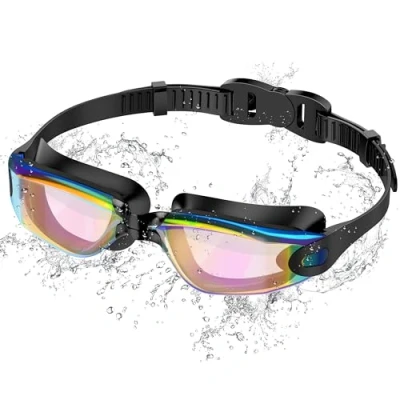 Abbildung von Ambienden Swimming Goggles for Adults &amp; Youth Anti Fog HD Lens, UV Protection, Waterproof Seal Training, Competition, Beach/Pool Secure Fit Unisex Adult (Men Women) BL