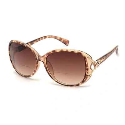Abbildung von JM Klassisch Bifokal Lesebrille Platz Stylish Gradient Sonnenbrillen Leser für Damen Braun +3.0