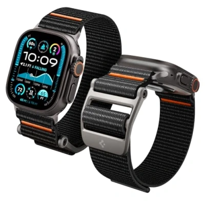 Abbildung von Spigen Dura Pro Flex Ultra Armband Entwickelt für Apple Watch 2/1 49mm, Serie 10 46mm und 9/8/7/6/5/4/SE 45mm,44mm Einstellbare Solo Loop Strap Schwarz