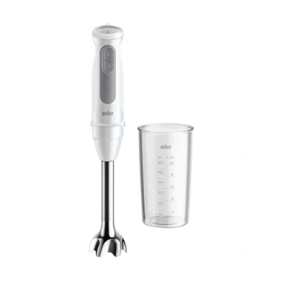 Abbildung von Braun Stabmixer MultiQuick 5 MQ 50001 M, 1000W, 21 Geschwindigkeitsstufen+Turbo, Edelstahl Pürierfuß, Easy Click System, SplashControl, Inkl. 600ml Becher, Weiß