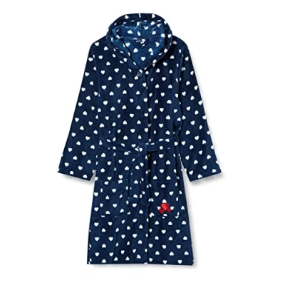 Abbildung von Playshoes Unisex Kinder Fleece Bademantel Morgenmantel, Herzchen, 134/140