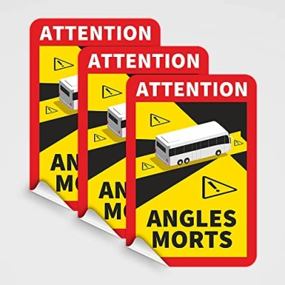 Abbildung von 3 Stk. Toter Winkel Frankreich für Wohnmobile selbsthaftend durch Mikro Saugnäpfe, 25 cm x 17 Frankreich, Attention Angles
