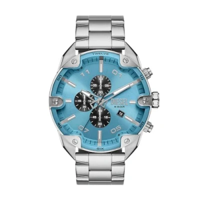 Abbildung von Diesel Watch für Männer Spiked Quarz/Chrono Uhrwerk 49 mm Gehäusegröße mit einem Edelstahlarmband DZ4655