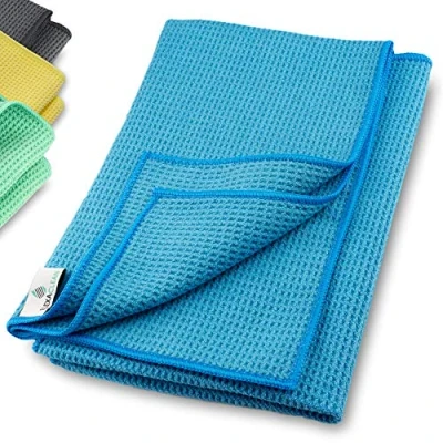 Abbildung von ELEXACLEAN Mikrofaser Trockentuch, Premium Waffeltuch (2 Stück, 60x40 cm, Grün) superweiche Qualität für Auto, Glas, Küche, Geschirr, Bad